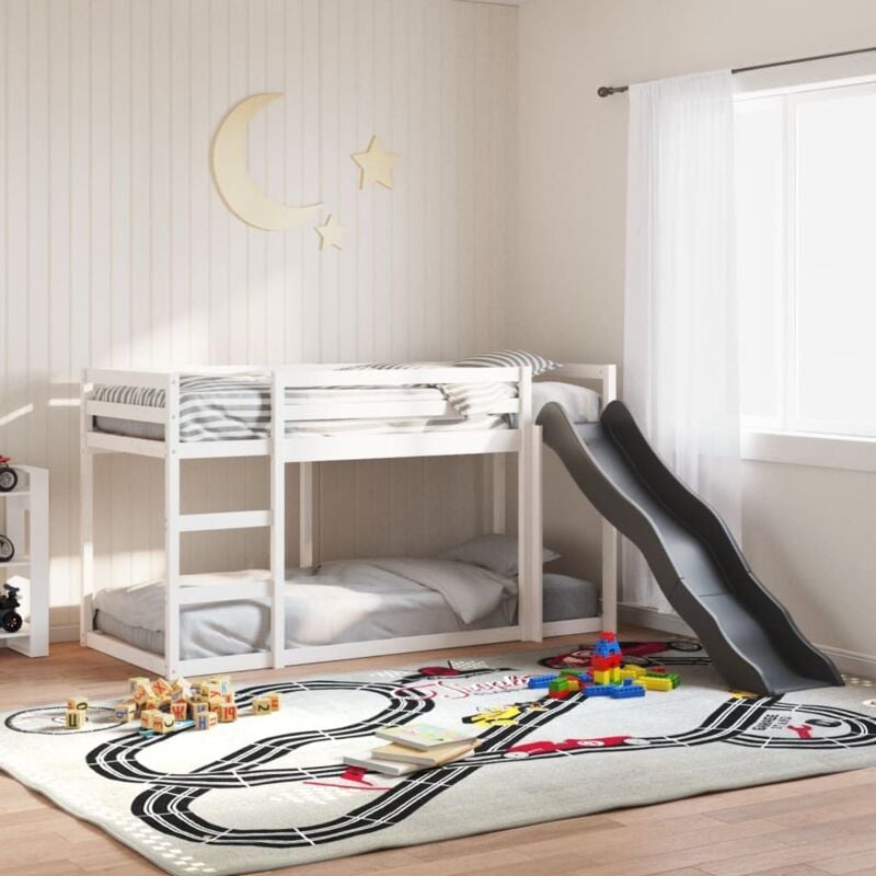 foto del prodotto vidaxl letto a castello scivolo e scala bianco 90x190 cm legno di pino
