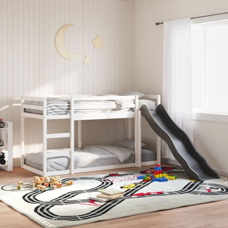 foto del prodotto vidaxl letto a castello scivolo e scala bianco 90x190 cm legno di pino 887676