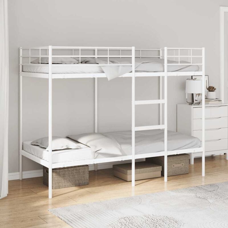 foto del prodotto vidaxl letto a castello senza materasso bianco 100x190 cm in acciaio