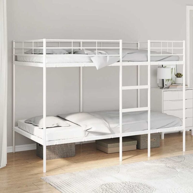 foto del prodotto vidaxl letto a castello senza materasso bianco 100x200 cm in acciaio