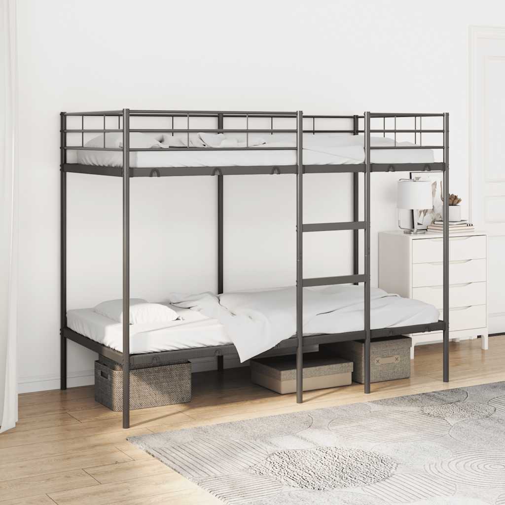 foto del prodotto vidaxl letto a castello senza materasso nero 90x200 cm in acciaio