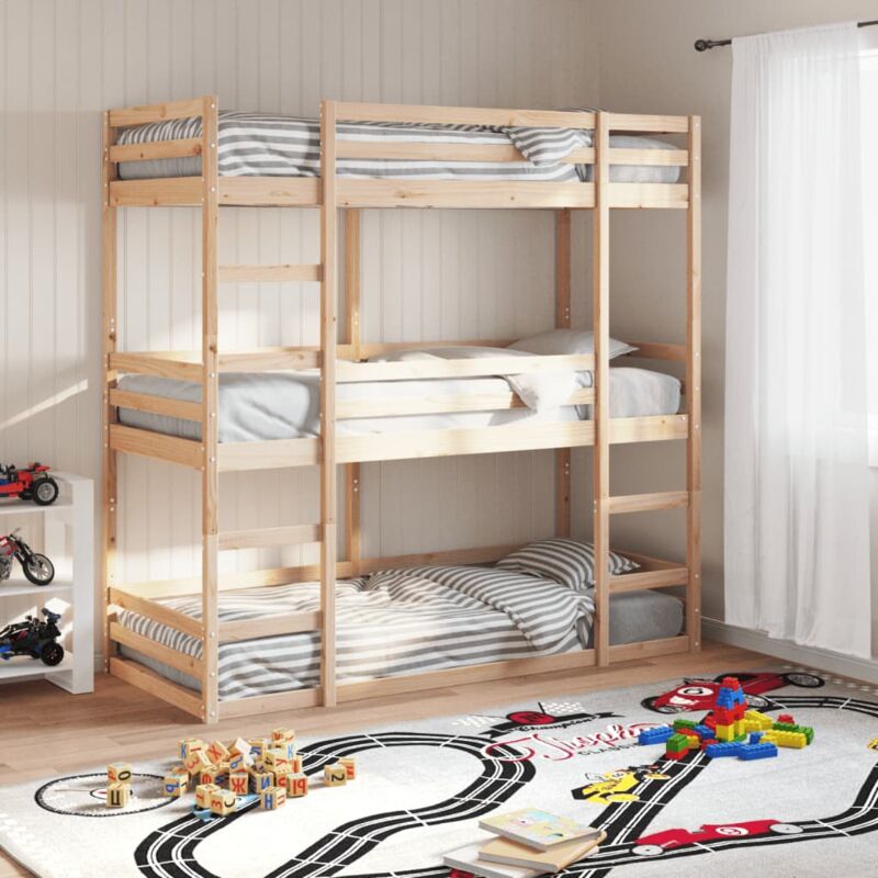 foto del prodotto vidaxl letto a castello triplo 75x190 cm in legno massello di pino