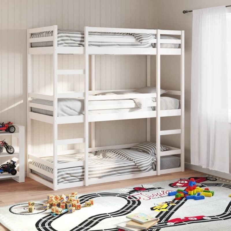 foto del prodotto vidaxl letto a castello triplo bianco 75x190 cm legno massello di pino