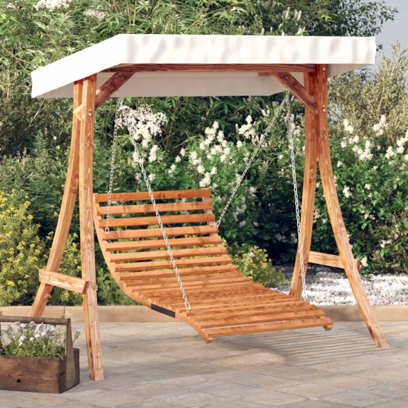 foto del prodotto vidaxl letto a dondolo con tetto massello di abete finitura in teak