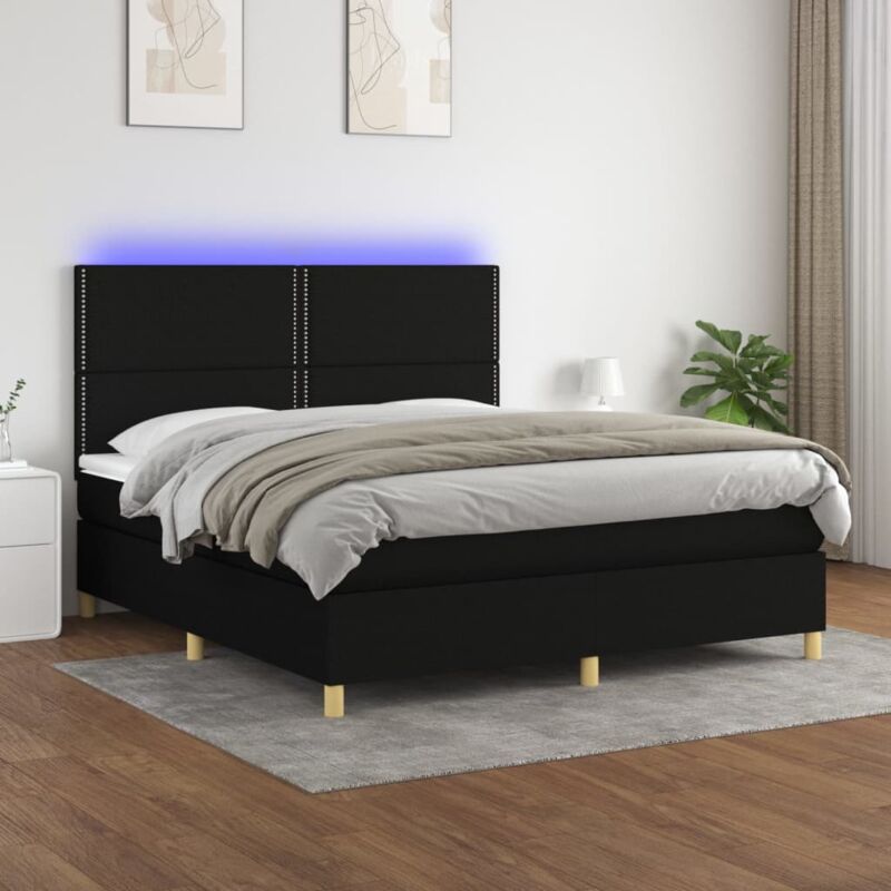 foto del prodotto vidaxl letto a molle con materasso e led nero 180x200cm in tessuto