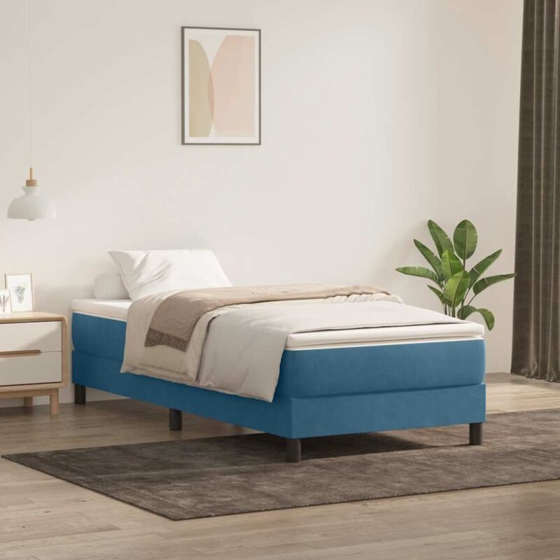foto del prodotto vidaxl letto a molle senza materasso blu scuro 80x220 cm velluto