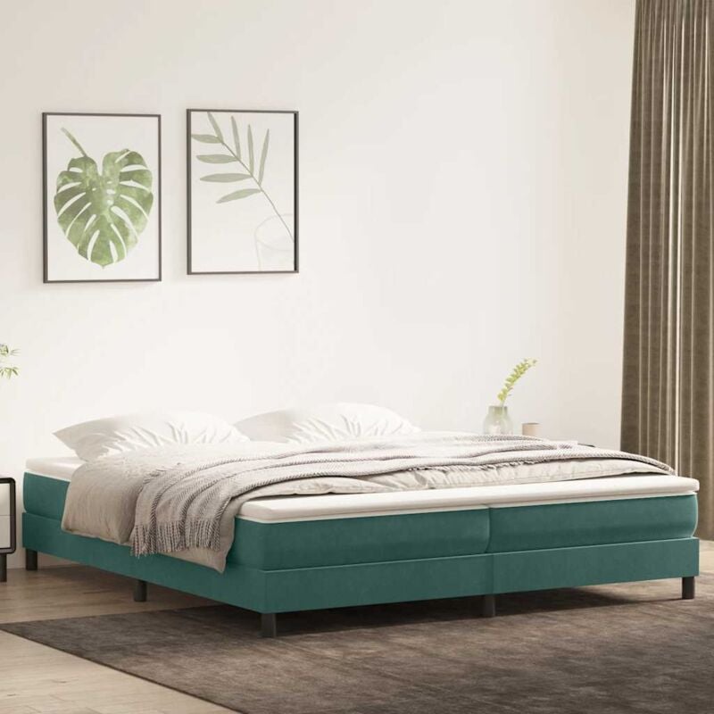 foto del prodotto vidaxl letto a molle senza materasso verde scuro 200x210 cm velluto