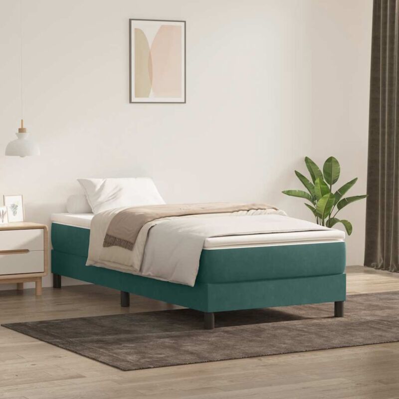 foto del prodotto vidaxl letto a molle senza materasso verde scuro 80x220 cm velluto