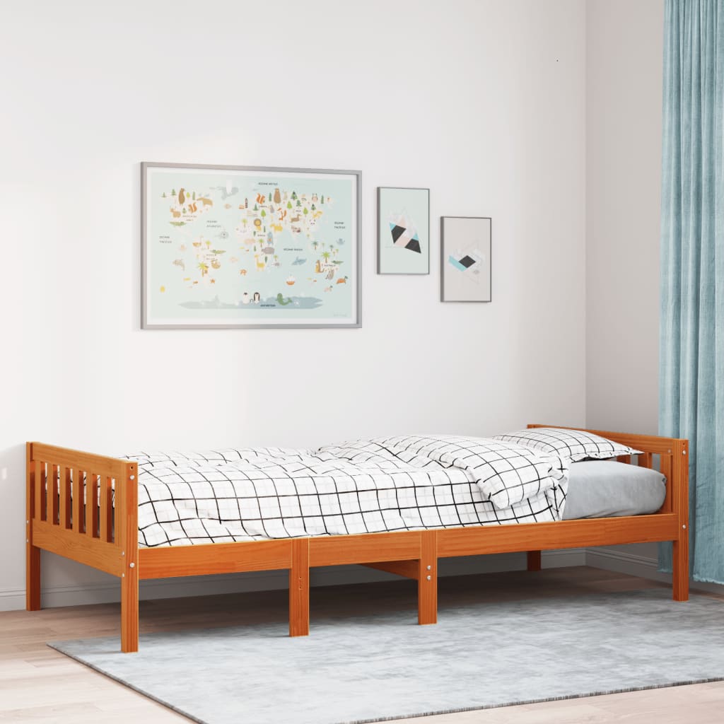 foto del prodotto vidaxl letto bambini senza materasso marrone cera 75x190 cm legno pino