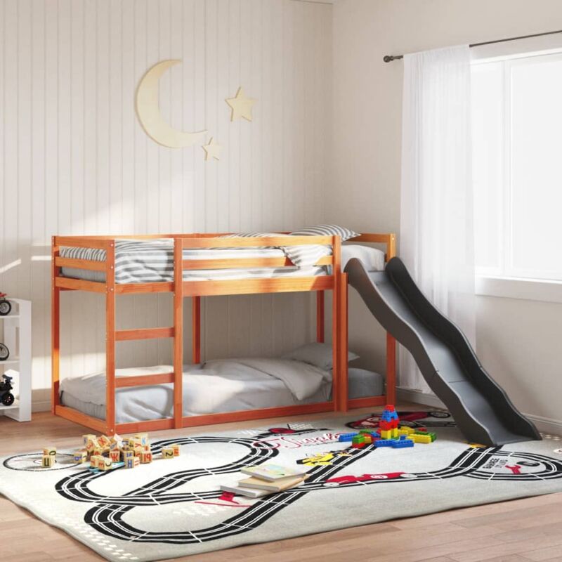 foto del prodotto vidaxl letto castello scivolo scala marrone cera 75x190 massello pino