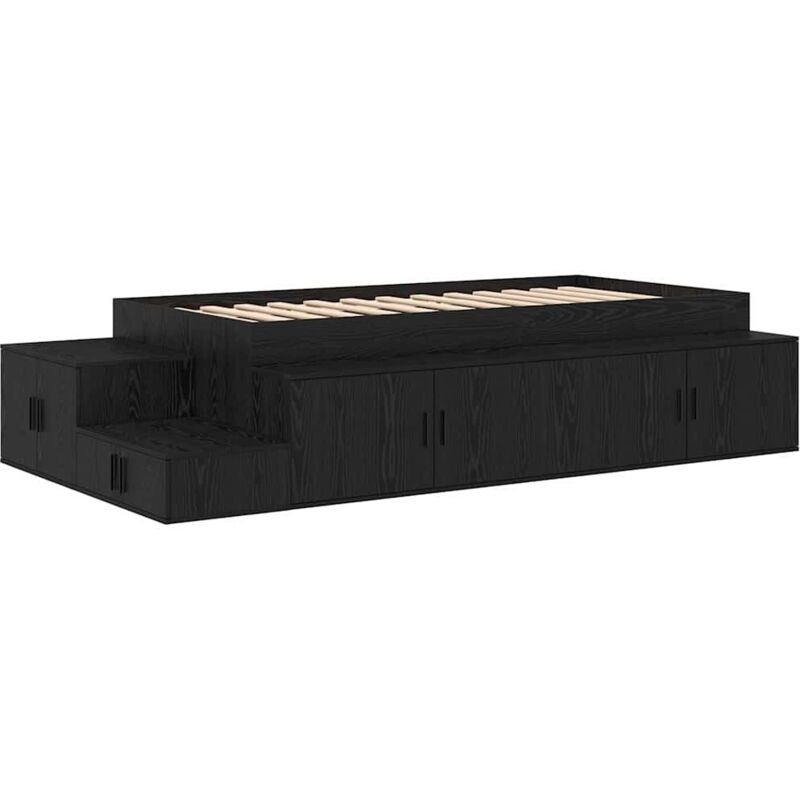 foto del prodotto vidaxl letto con contenitore in rovere nero 80x200 cm