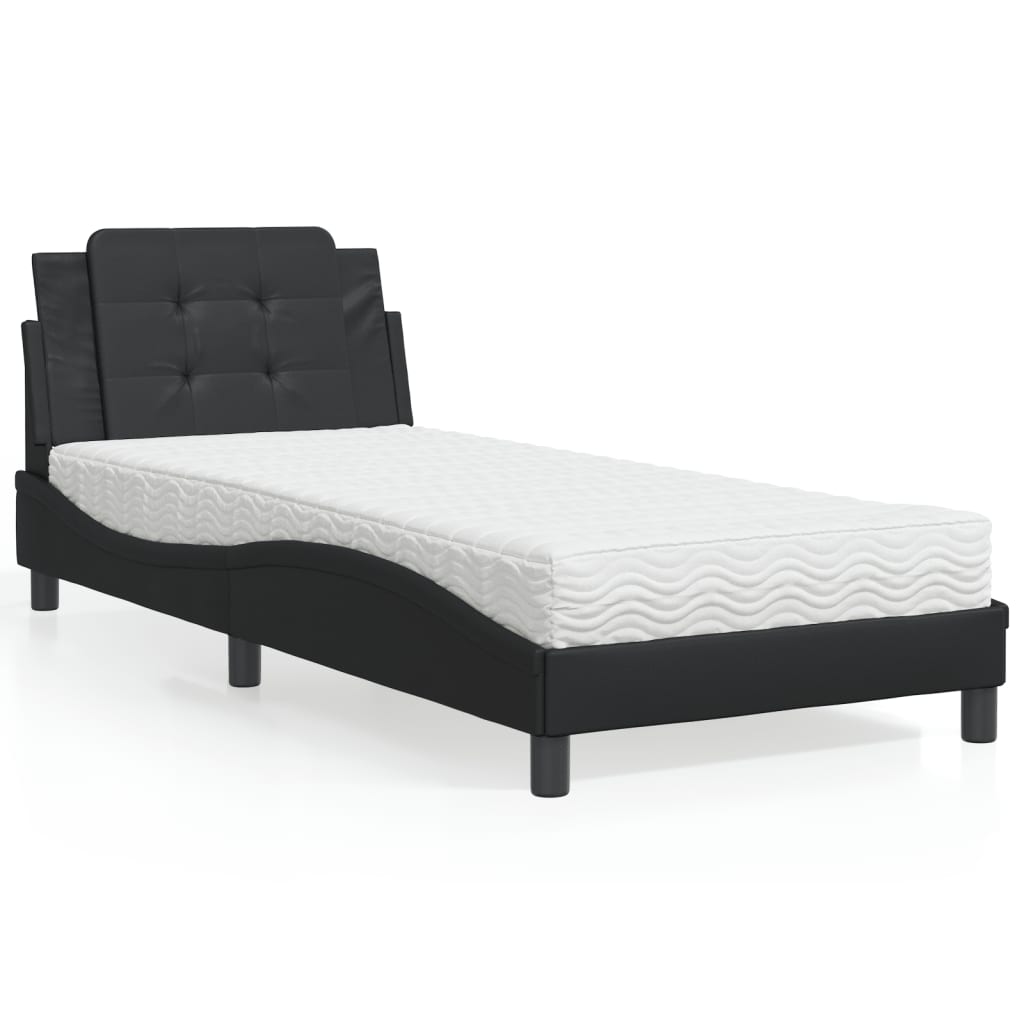 foto del prodotto vidaxl letto con materasso nero 100x200 cm in similpelle