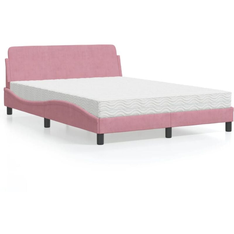 foto del prodotto vidaxl - letto con materasso rosa 120x200 cm in velluto