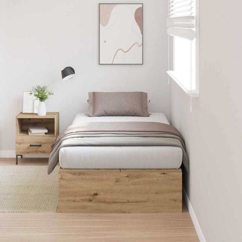 foto del prodotto vidaxl letto contenitore in rovere artigianale 80x200 cm