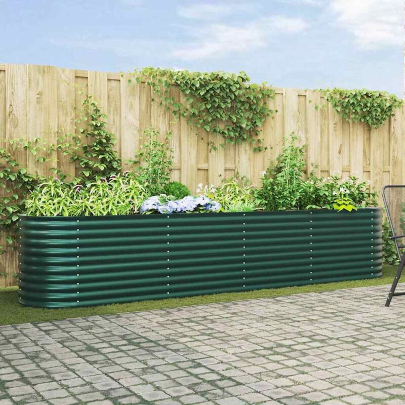 foto del prodotto vidaxl letto da giardino verde sollevato 400x80x81 cm in acciaio zincato