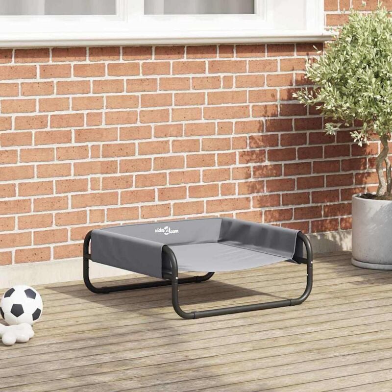 foto del prodotto vidaxl letto elevato per cani grigio chiaro s tessuto oxford e acciaio