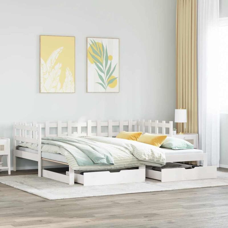 foto del prodotto vidaxl letto estraibile con cassetti senza materasso bianco 90x190 cm