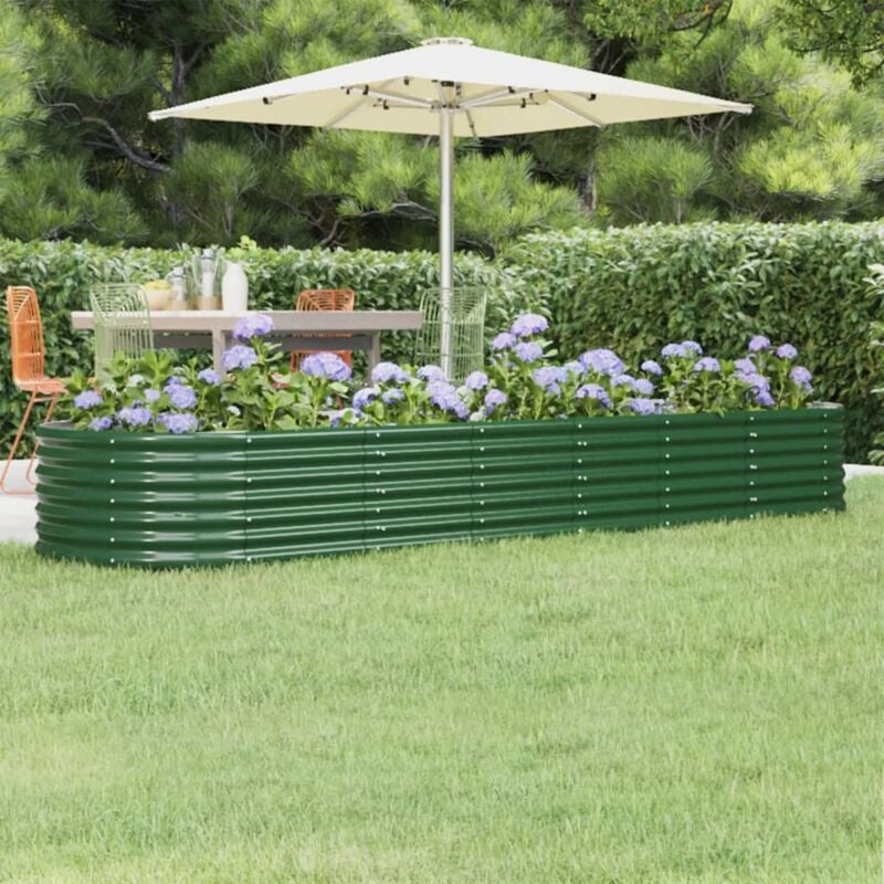 foto del prodotto vidaxl letto giardino acciaio verniciato a polvere 296x80x36 cm verde