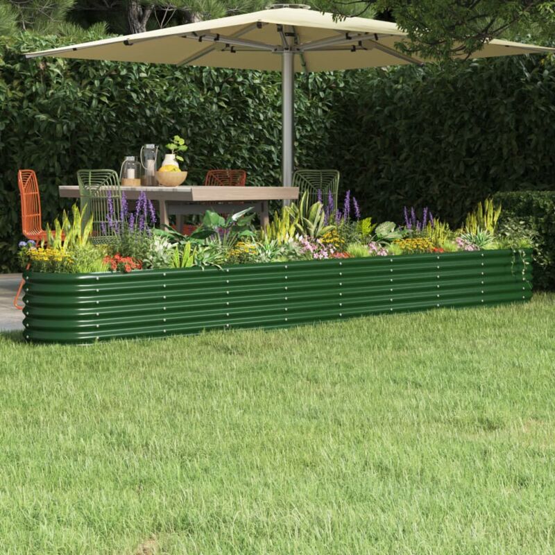 foto del prodotto vidaxl letto giardino acciaio verniciato a polvere 332x40x36 cm verde