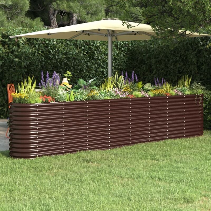 foto del prodotto vidaxl letto giardino acciaio verniciato a polvere 332x40x68cm marrone