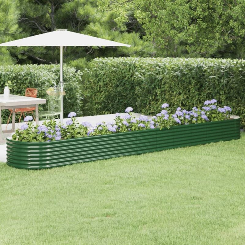 foto del prodotto vidaxl letto giardino acciaio verniciato a polvere 440x80x36 cm verde