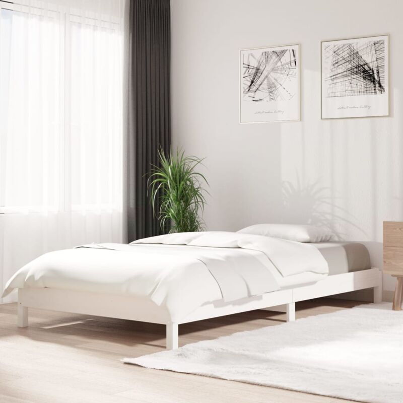 foto del prodotto vidaxl letto impilabile bianco 100x200cm in legno massello di pino