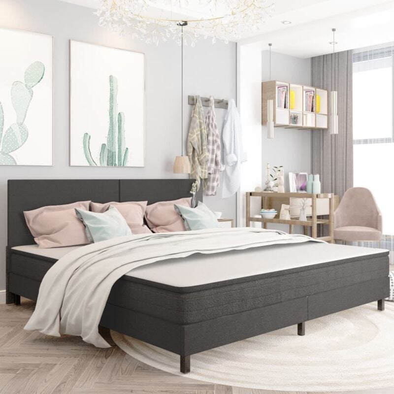 foto del prodotto vidaxl letto in tessuto grigio senza testiera con doghe varie dimensioni dimensioni 200x200 cm