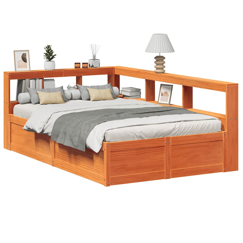 foto del prodotto vidaxl letto libreria senza materasso marrone cera 140x190 cm in pino