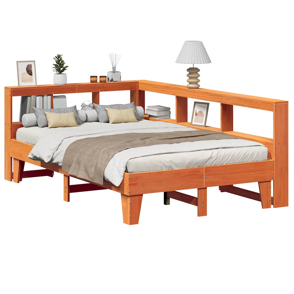 foto del prodotto vidaxl letto libreria senza materasso marrone cera 140x190 cm in pino