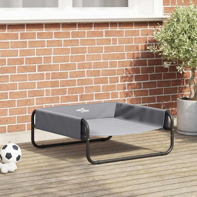 foto del prodotto vidaxl letto per cani elevato grigio chiaro in tessuto oxford ml e acciaio