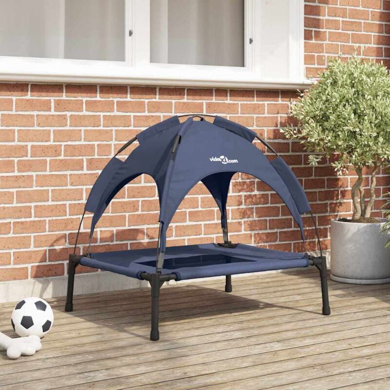 foto del prodotto vidaxl letto per cani rialzato blu navy acciaio, tessuto 76 x 62 x 70.5 cm