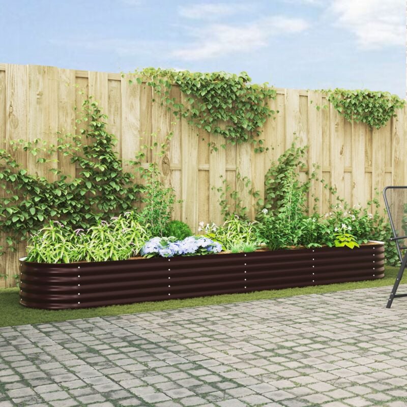 foto del prodotto vidaxl letto rialzato da giardino marrone 400 x 80 x 44 cm acciaio