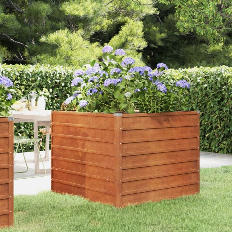 foto del prodotto vidaxl letto rialzato da giardino ruggine 100x100x77 cm acciaio corten