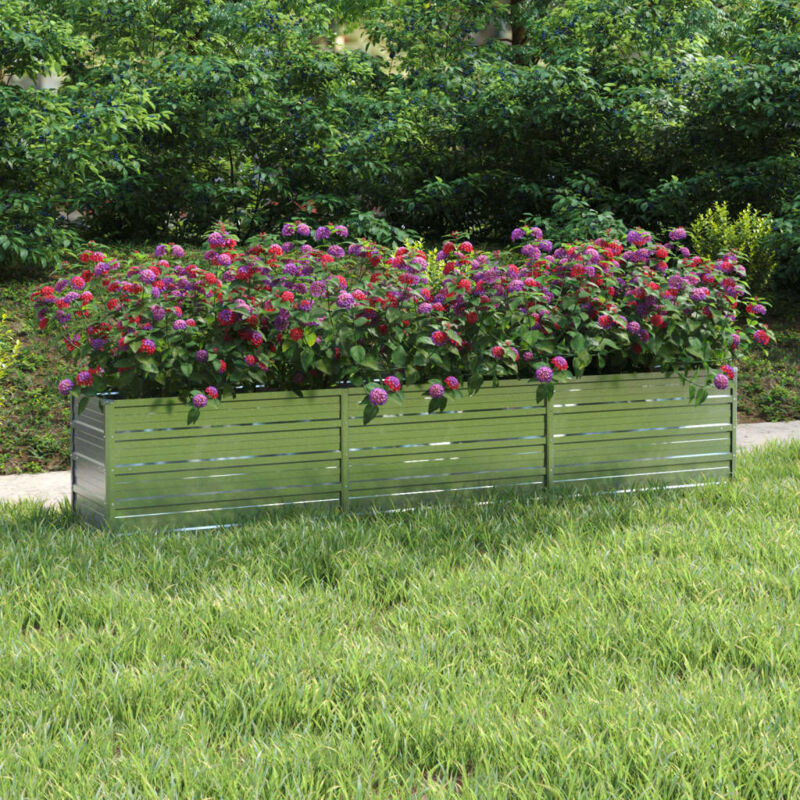 foto del prodotto vidaxl letto rialzato giardino 240x40x45 cm in acciaio zincato argento