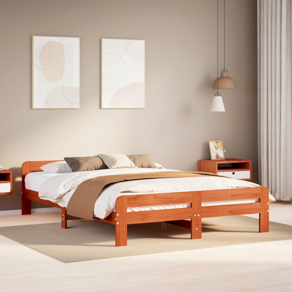 foto del prodotto vidaxl letto senza materasso marrone cera 160x200 cm in legno di pino