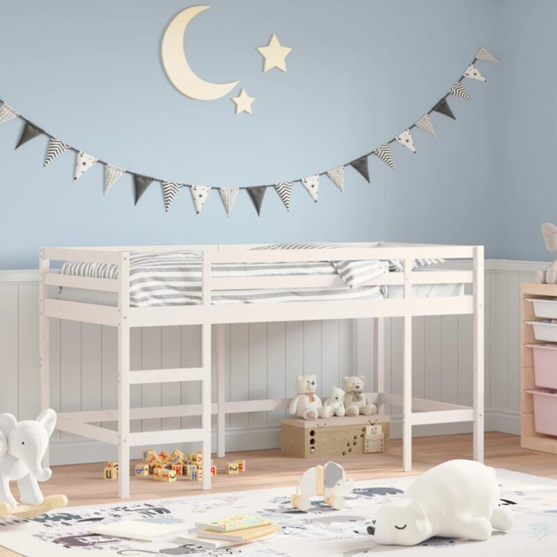 foto del prodotto vidaxl letto soppalco con scala bambini 90x190 cm legno massello pino 308770