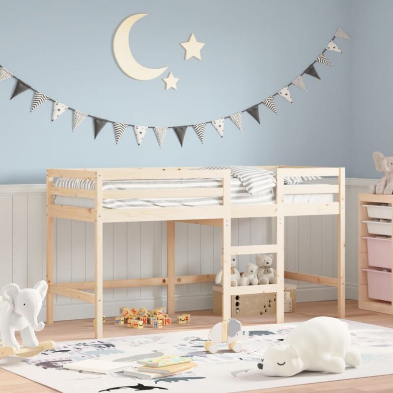 foto del prodotto vidaxl letto soppalco con scala bambini 90x200 cm legno massello pino