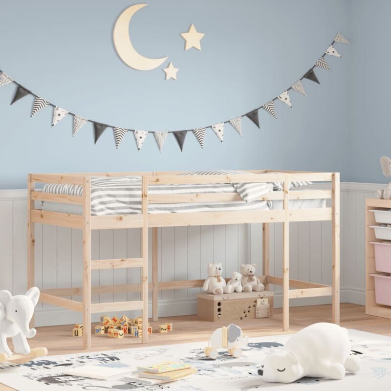 foto del prodotto vidaxl letto soppalco con scala bambini 90x200 cm legno massello pino