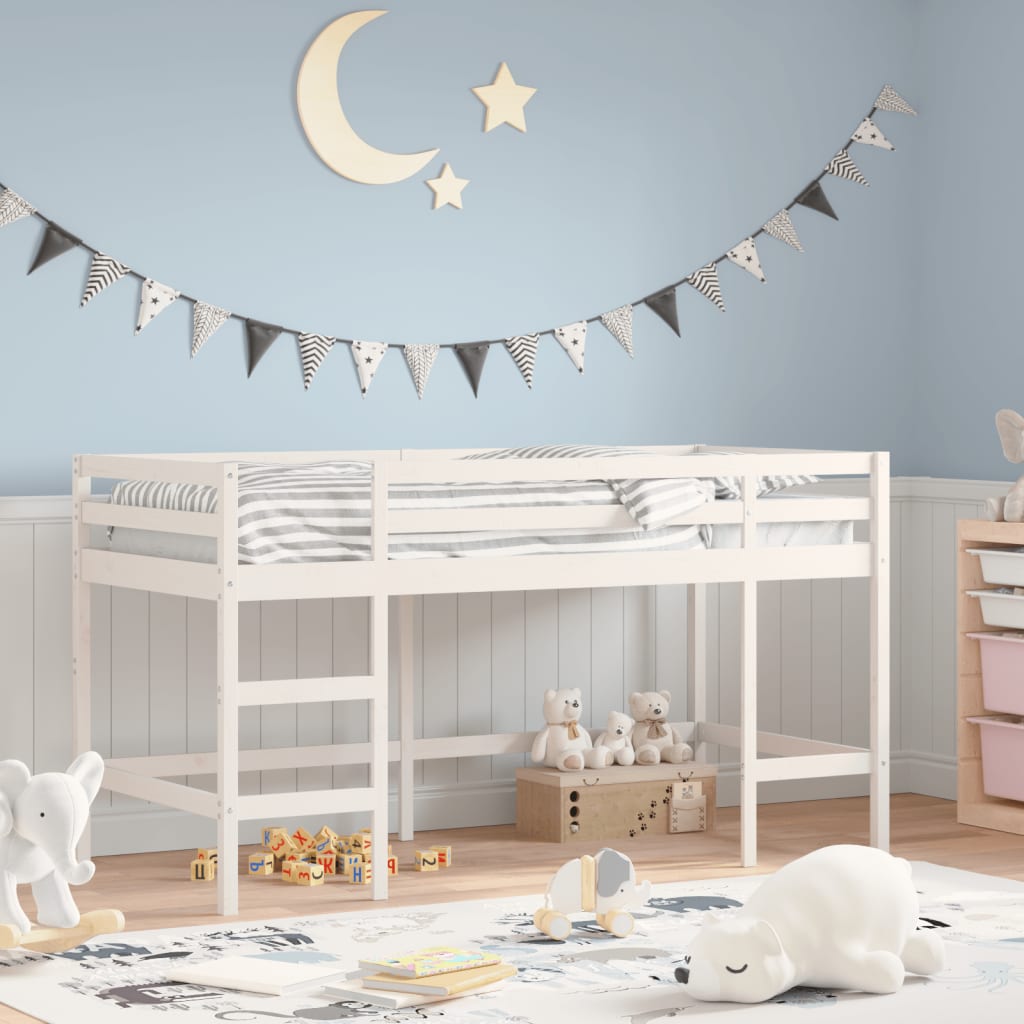 foto del prodotto vidaxl letto soppalco con scala bambini bianco 80x200cm massello pino