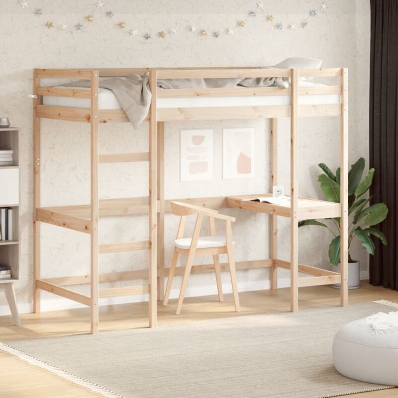 foto del prodotto vidaxl letto soppalco con scrivania 90x190 cm legno massello pino