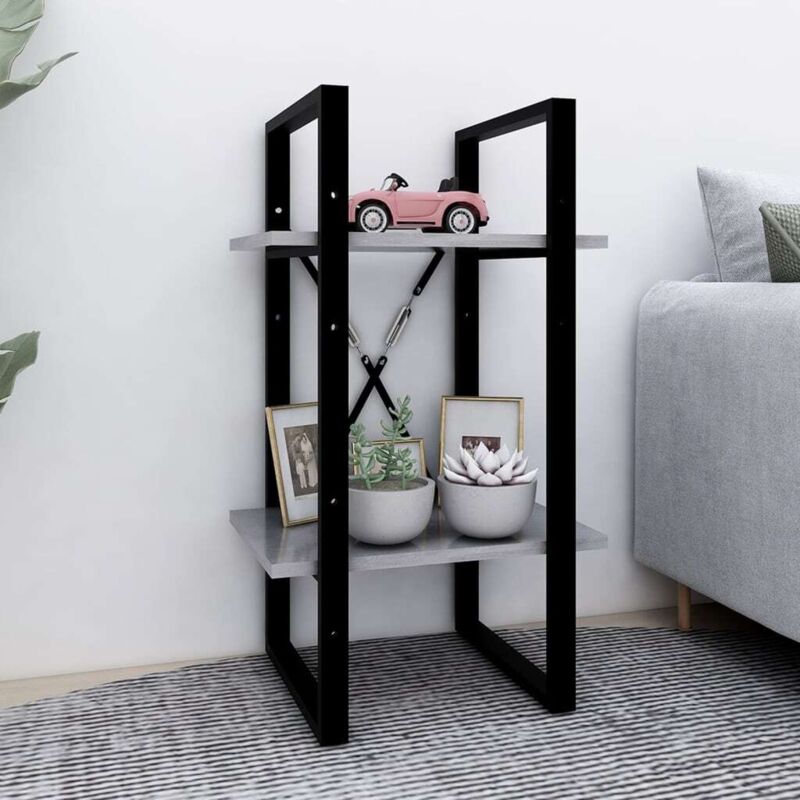 foto del prodotto vidaxl libreria 2 ripiani grigio cemento 40x30x70 cm legno multistrato