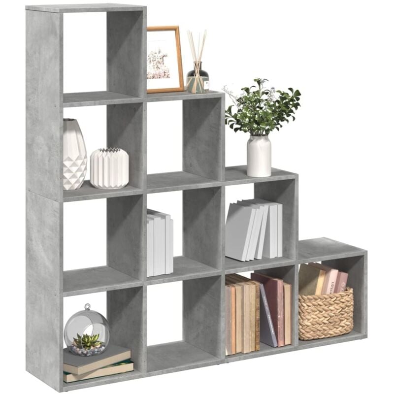 foto del prodotto vidaxl libreria 4 ripiani grigio cemento 131,5x29x131,5 cm truciolato