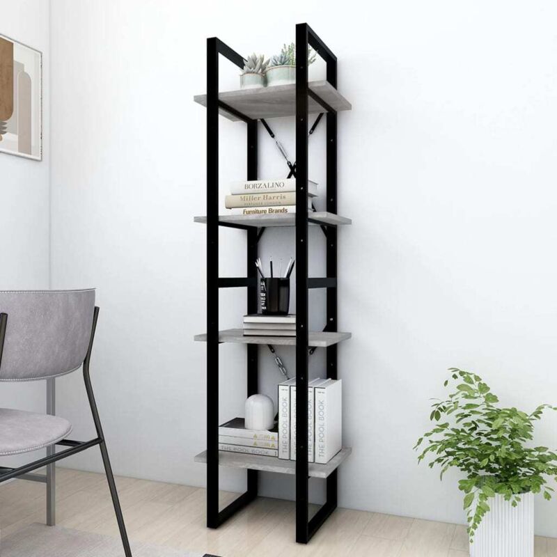foto del prodotto vidaxl libreria 4 ripiani grigio sonoma 40x30x140 cm legno multistrato
