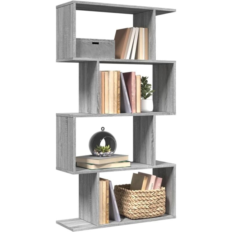 foto del prodotto vidaxl libreria 4 ripiani grigio sonoma 70x24x129 cm in truciolato