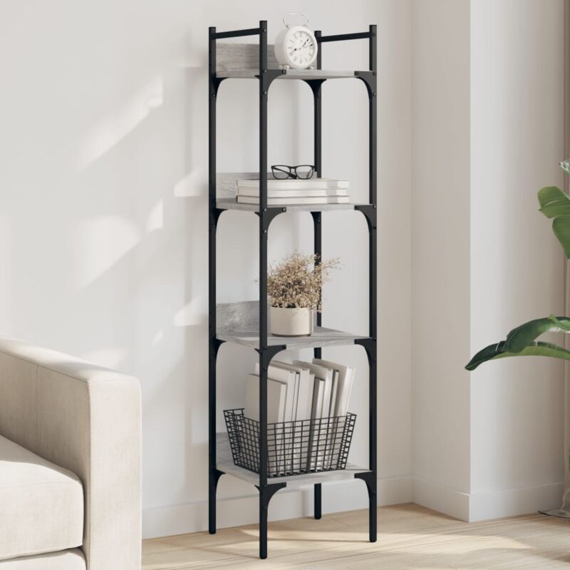 foto del prodotto vidaxl libreria 4ripiani grigio sonoma 35x30x138,5cm legno multistrato