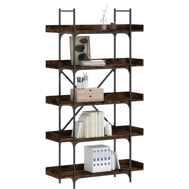 foto del prodotto vidaxl libreria 5 ripiani rovere fumo 100x33x180,5cm legno multistrato