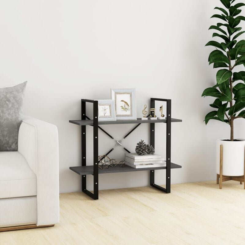 foto del prodotto vidaxl libreria a 2 ripiani grigia 80x30x70 cm in massello di pino