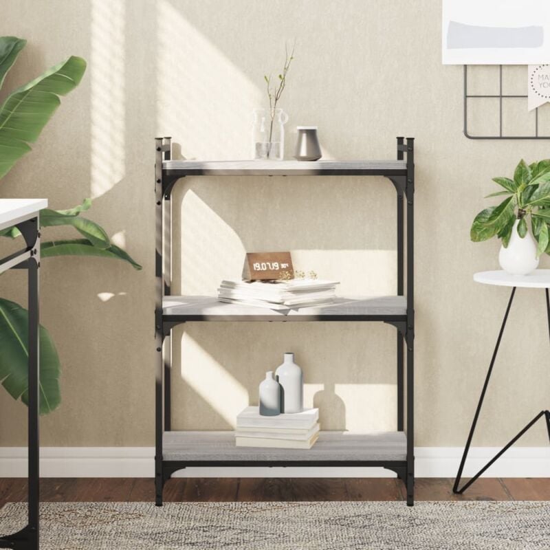 foto del prodotto vidaxl libreria a 3 ripiani grigio sonoma 60x30x86cm legno multistrato