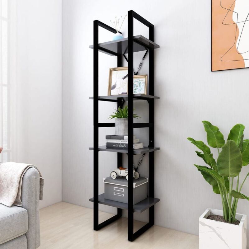 foto del prodotto vidaxl libreria a 4 ripiani grigia 40x30x140 cm in legno multistrato