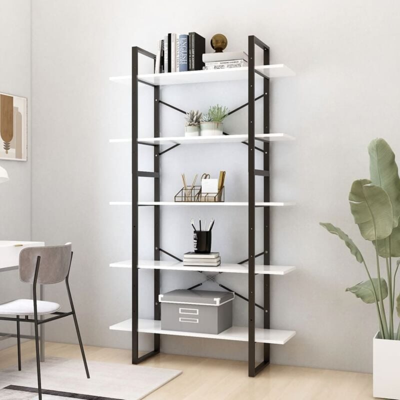 foto del prodotto vidaxl libreria a 5 ripiani bianca 100x30x175 cm in legno multistrato